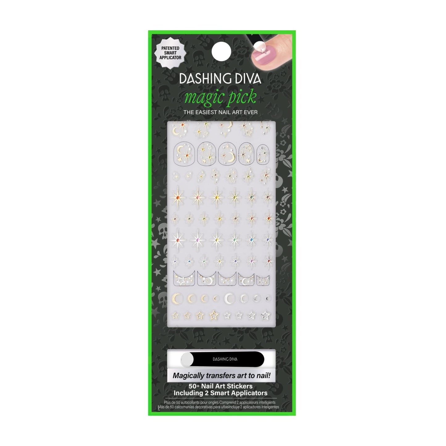 Dashing Diva Magic Pick Nail Stickers - Midnight Moonlight | Easy Nail Art Stickets | Comes with 50+ Stickers and 2 Precision Placement Tools Beauty & Personal Care Dashing Diva