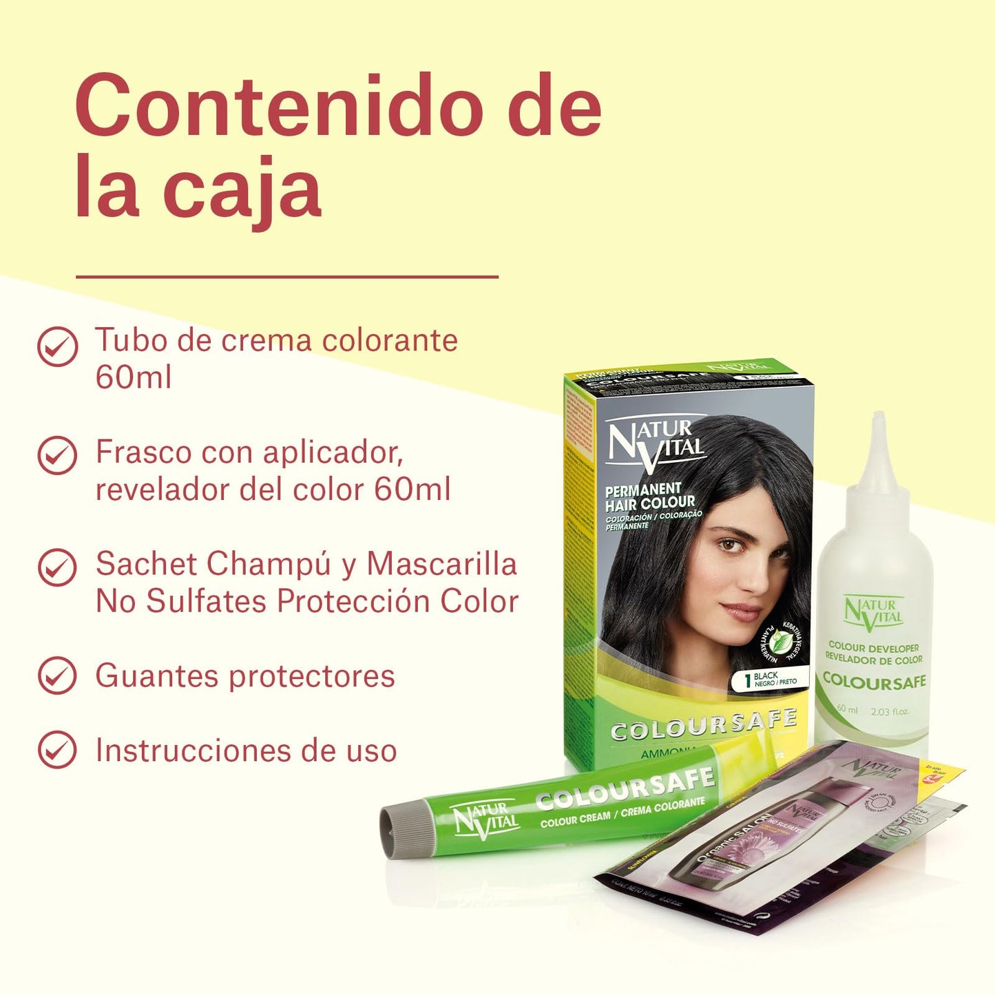 Permanent Hair Dye,Permanent Hair Color. Coloursafe, No Ammonia,Resorcinol,Parabens, or PDD. (~1 Black Hair)