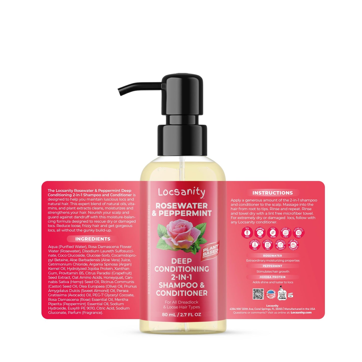 Locsanity Organic Baby Locs Travel Kit - Moisturizing 2-in-1 Shampoo & Conditioner, Passion Fruit Spray, Hair Oil, Rosewater Peppermint Tightening