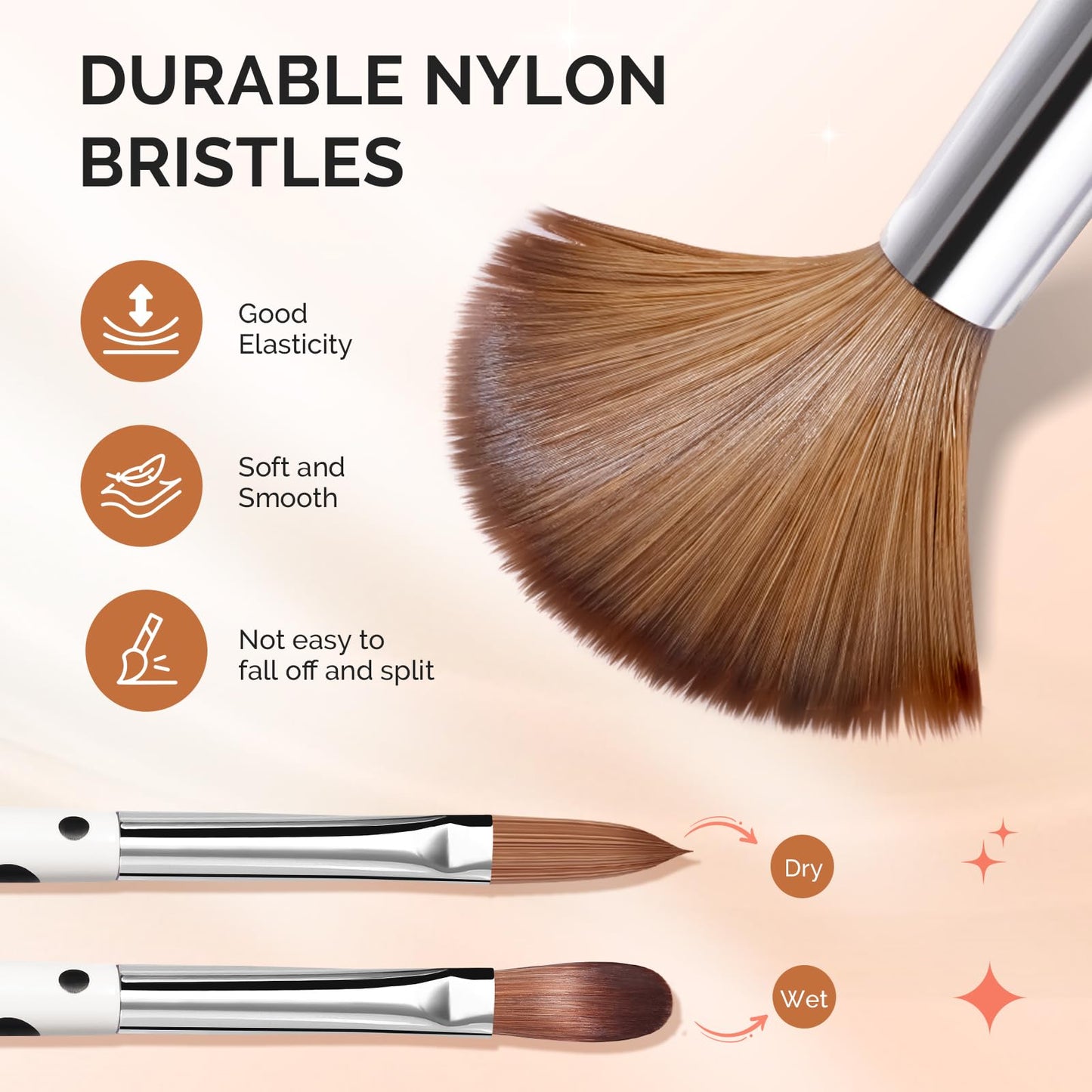 MelodySusie 3Pcs Acrylic Brush Set, Size 8/10/14 Professional Pen for Nail Application, Powder Art Extension and 3D Carving - DIY Home Salon Beauty and Personal Care MelodySusie