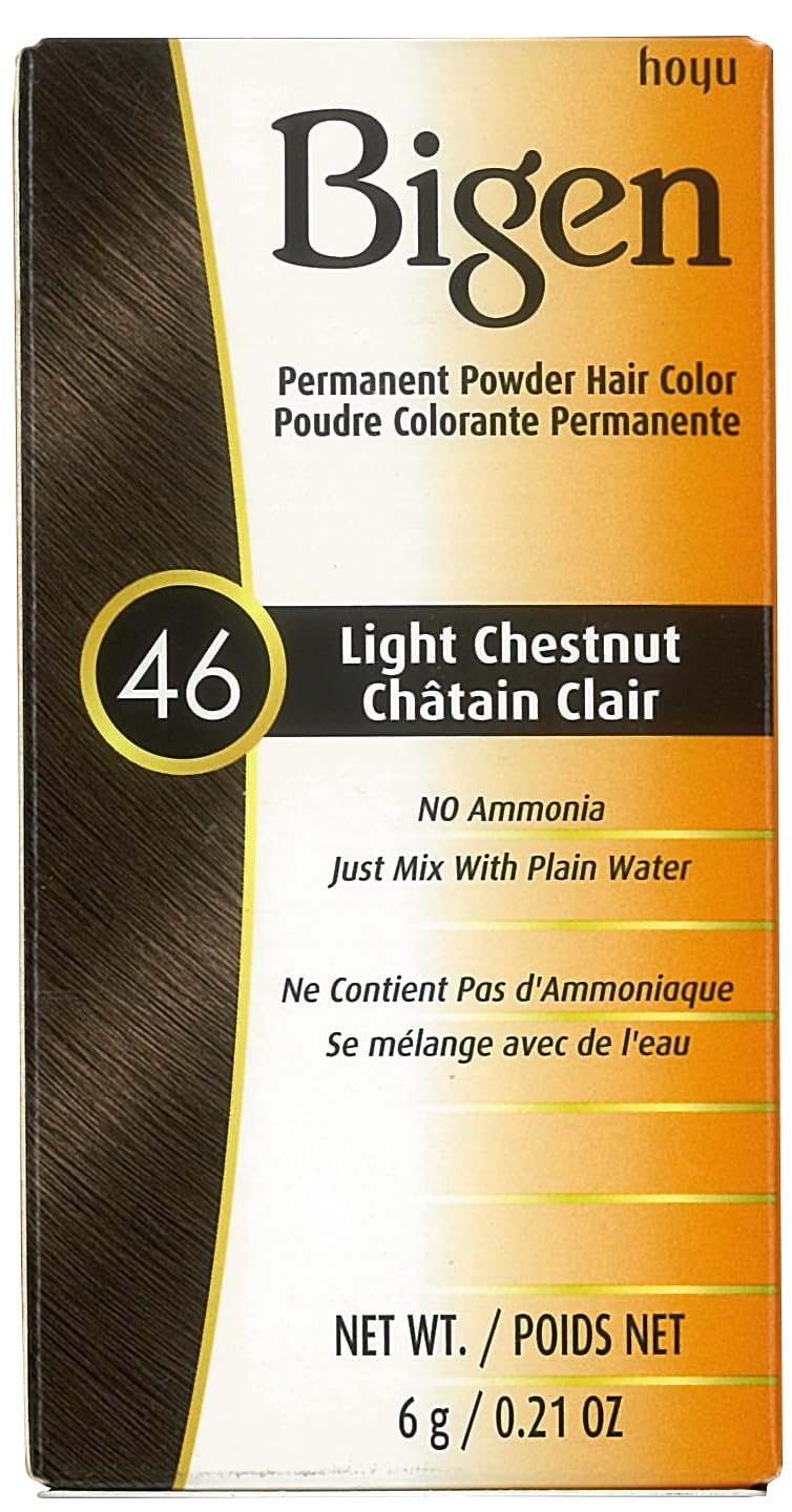 Bigen Permanent Powder Hair Color 46 Light Chestnut 1 ea (Pack of 8)