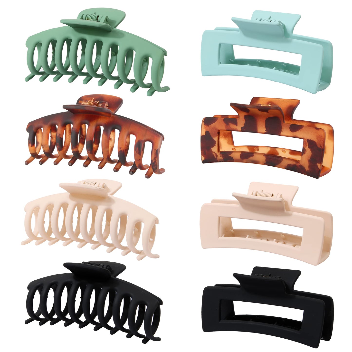 AWEELON 8PCS Large Hair Claw Clips for Women & Girls,Strong Hold Matte Claw Hair Clips for Thick Hair & Thin Hair 2 Styles