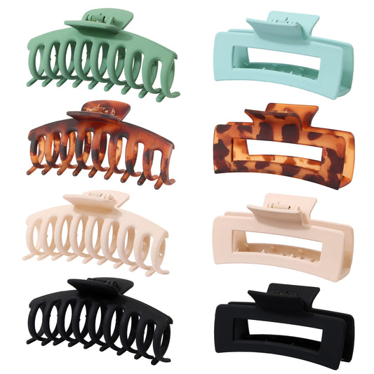 AWEELON 8PCS Large Hair Claw Clips for Women & Girls,Strong Hold Matte Claw Hair Clips for Thick Hair & Thin Hair 2 Styles