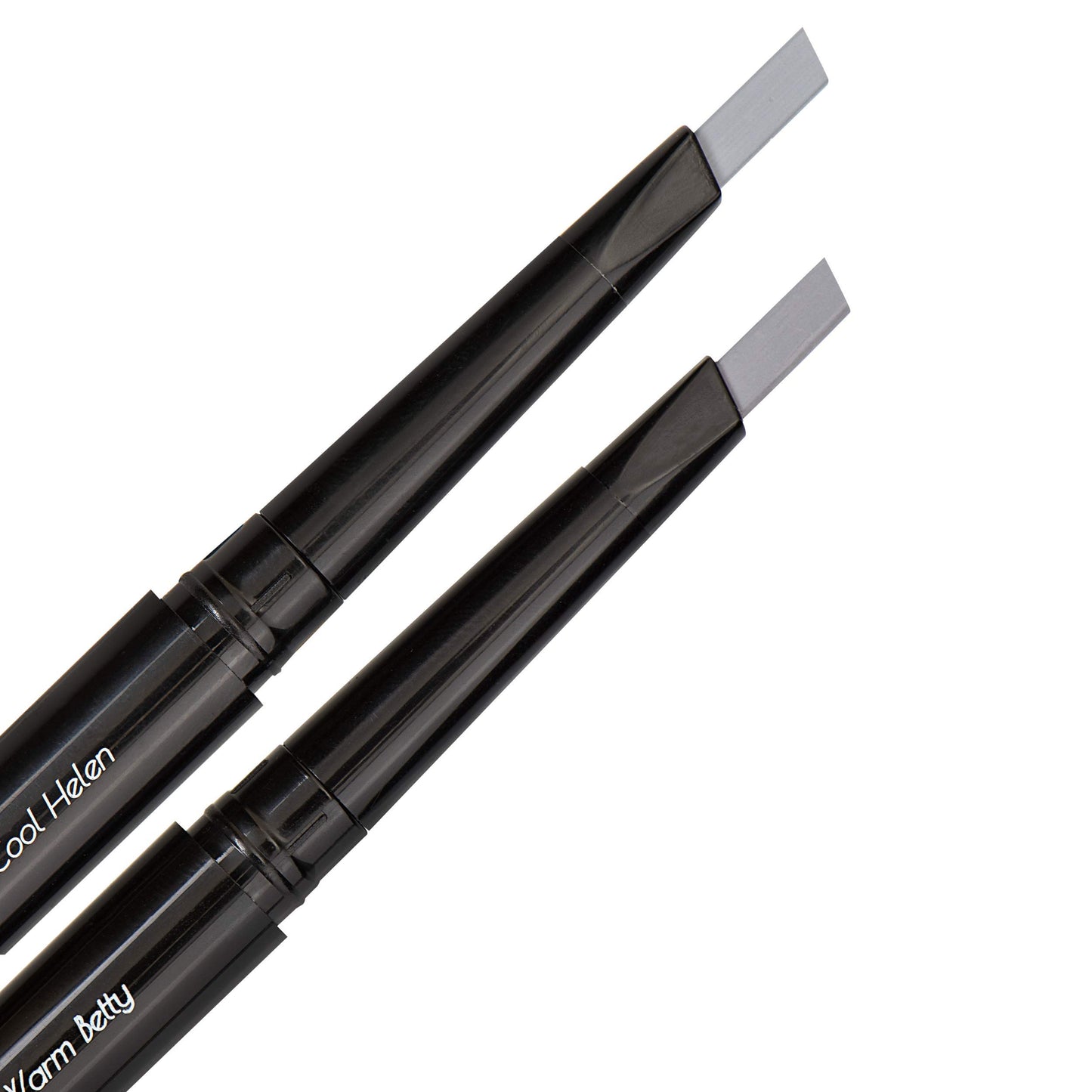 Eye Embrace Light Gray Eyebrow Pencils: Warm Betty & Cool Helen 2 Pack Bundle - Waterproof, Double-Ended Automatic Angled Tip & Spoolie Brush