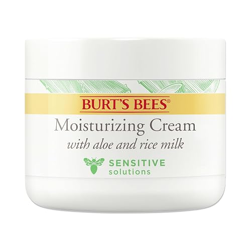 Burt's Bees Sensitive Moisturizing Cream, With Aloe Vera and Rice Milk, Face Moisturizer for Sensitive Skin, 98.8 Percent Natural Origin Skin Care, 3