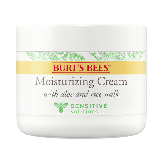 Burt's Bees Sensitive Moisturizing Cream, With Aloe Vera and Rice Milk, Face Moisturizer for Sensitive Skin, 98.8 Percent Natural Origin Skin Care, 3