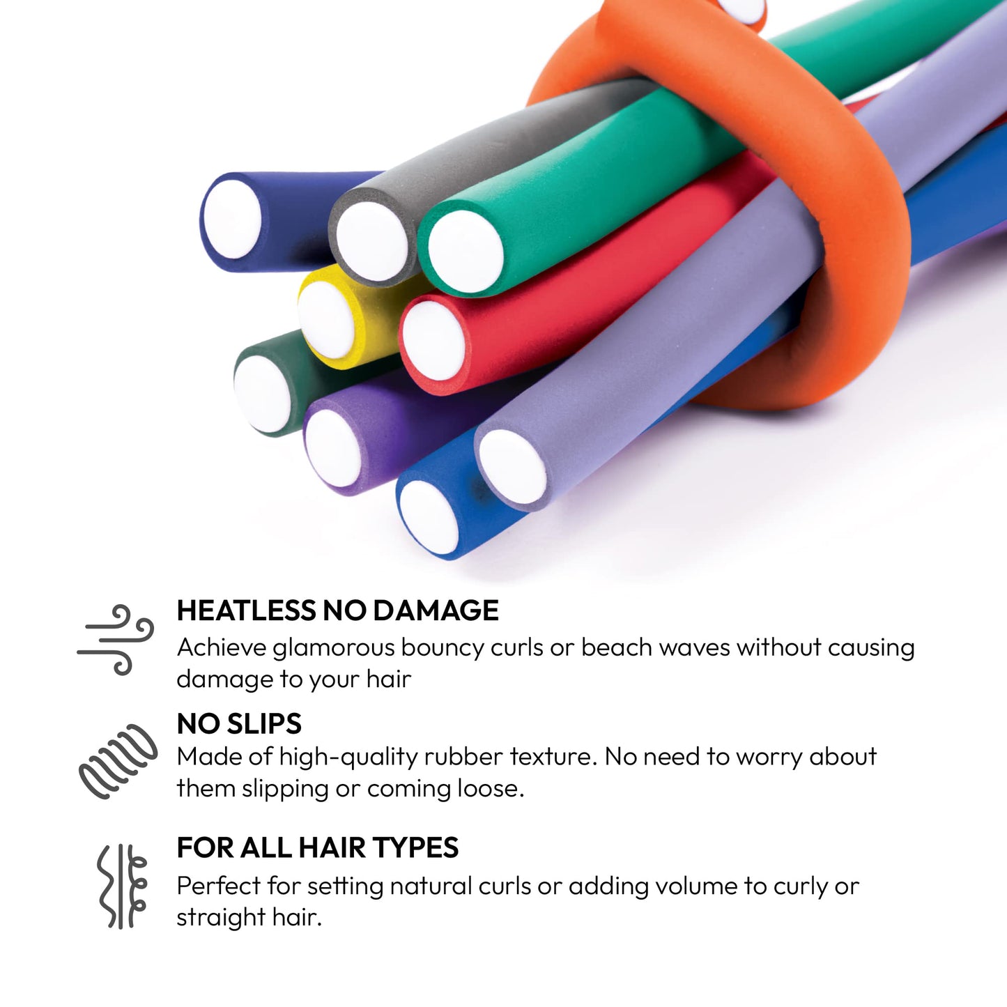 Red by Kiss 30 PCS Flexi Rods, Flexible Curling Rods, Twist Foam Hair Rollers, No Heat Hair Curlers 10" Sets