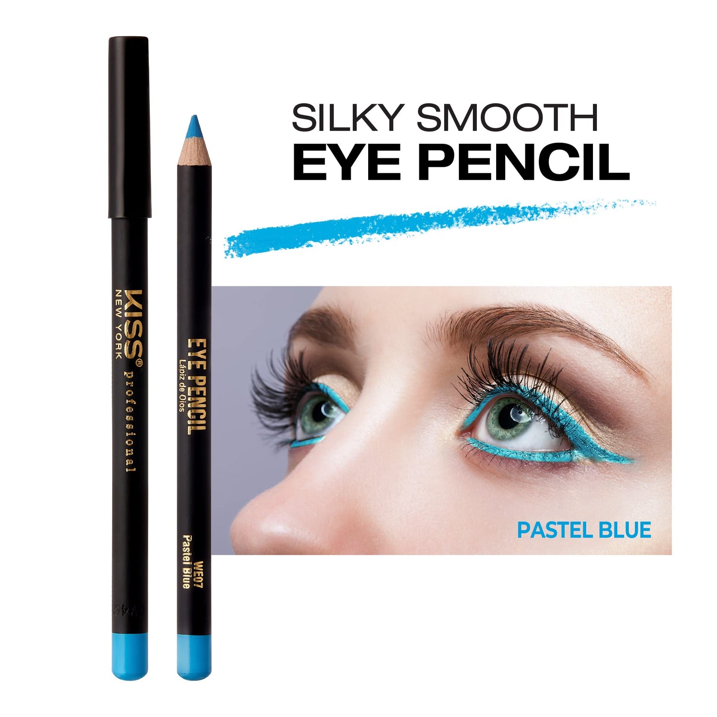 KISS NEW YORK Professional Slim Eye Pencil, Creamy Soft Eye Liner, Smooth Long-Lasting Rich Eyeline Color, Natural Eye Makeup, Water-Resistant (Pastel