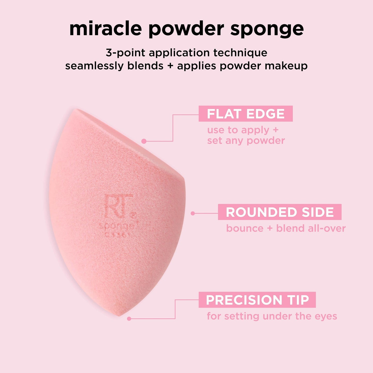 Real Techniques Miracle Powder Sponge, Makeup Blending Sponge For Powder Products, Set Makeup For Natural Finish & Cloud Skin, Buildable Coverage