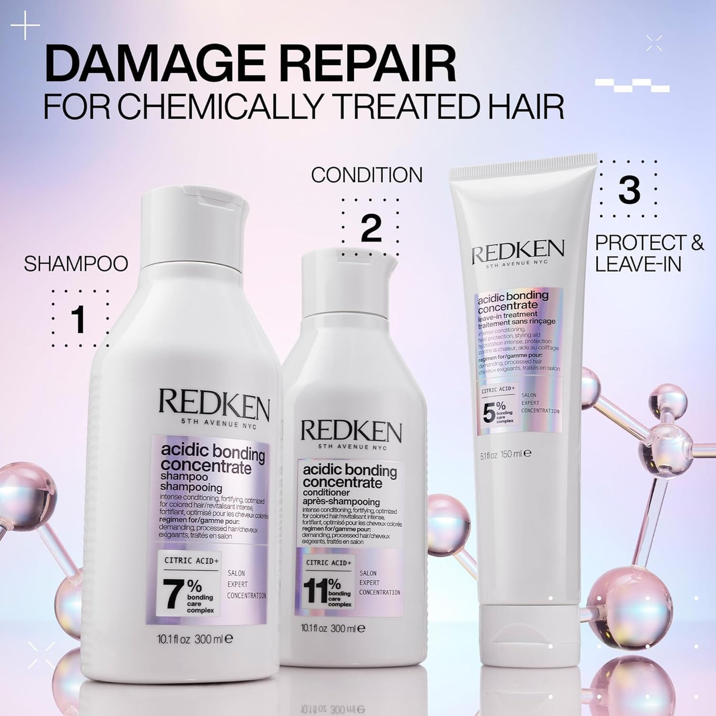 Redken Acidic Bonding Concentrate Shampoo - For Damaged Hair Repair, Strengthens and Repairs Weak and Brittle Hair, Sulfate-Free, Color Safe, Beauty and Personal Care Redken