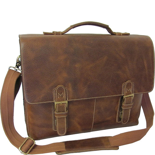 AmeriLeather Classical Leather Organizer Briefcase (Brown)