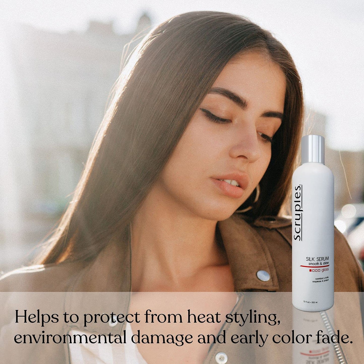 Scruples Smooth & Shine Silk Serum - Lightweight Gloss - Long Lasting Silky Finish to Frizzy, Dry & Dull Hair - Damage and Thermal Protectant