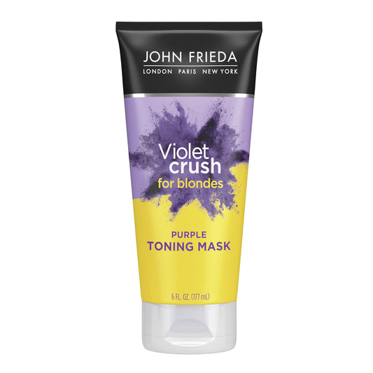 John Frieda Violet Crush Purple Toning Mask, Removes Brassy Tones, Smooths Damaged Hair Cuticles for Cooler, More Luminous, Salon-Fresh Blonde. Safe