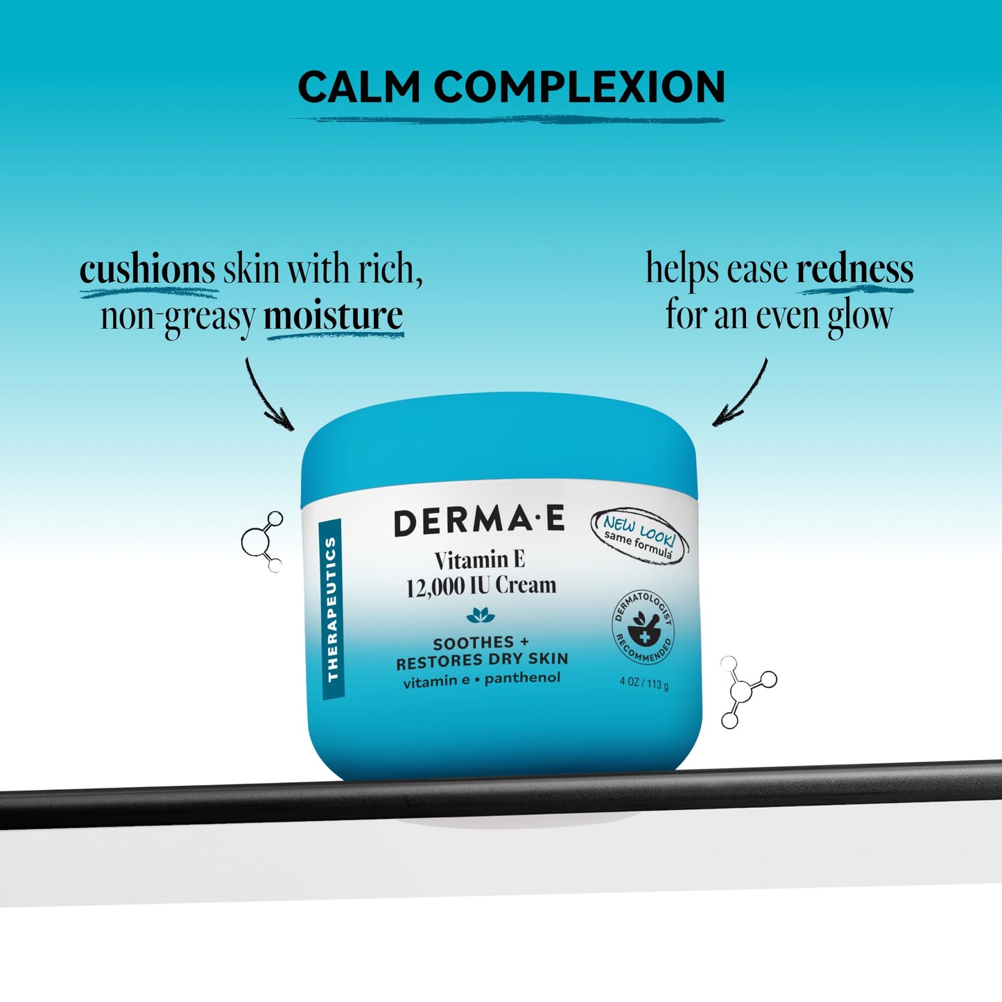 Derma E Vitamin E 12,000 IU Cream - Moisturizer for Face and Body - Multi-purpose Face Cream, Hand Cream and Body Lotion Soothes and Protects, 4 oz