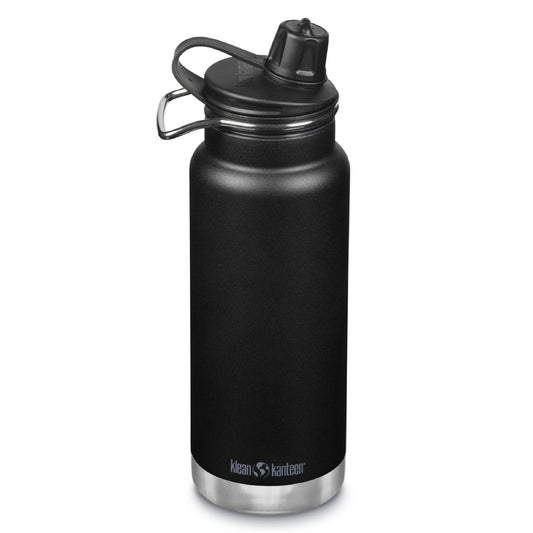 Klean Kanteen TKWide Insulated Bottle with Chug Cap - Stainless Steel, Portable - Black, 32 oz