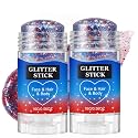 4th of July Glitter Stick, 2026 New Patriotic Hair Face Body Glitter Stick for Independence Memorial Day, Red White and Blue Body Glitter Stick Fourth