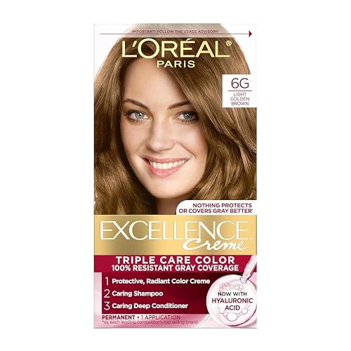 L'Oreal Paris Excellence Creme Triple Protection Hair Color, [6G] Light Golden Brown 1 ea