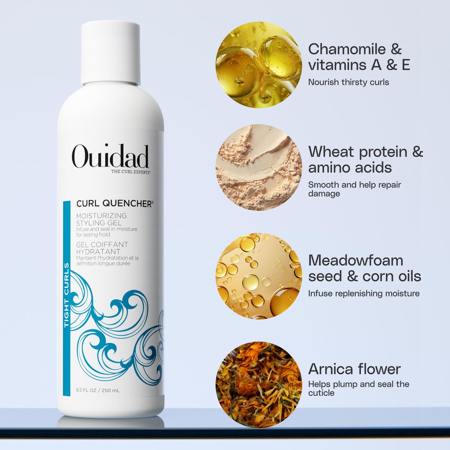 Ouidad Curl Quencher Moisturizing Styling Gel - 8.5 fl oz, Bouncy, Soft & Defined Curls, On-The-Go Style Refresher, Frizz Control, Curl Defining Gel