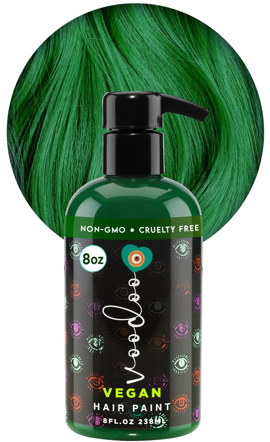 MOEHAIR Semi-Permanent Hair Color | Green Hair Dye 8 Oz | No Ammonia, Sulfate or Paraben | Vegan & Cruelty-Free | Gentle & Washable Formula | Voodoo