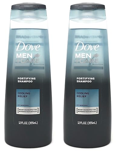 Dove Men + Care Fortifying Shampoo, Cooling Relief Icy Menthol, 12 Ounces (Pack of 2)