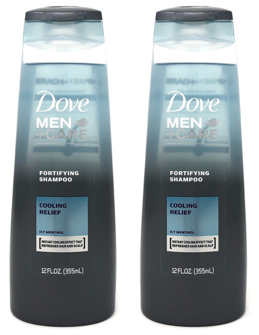 Dove Men + Care Fortifying Shampoo, Cooling Relief Icy Menthol, 12 Ounces (Pack of 2)