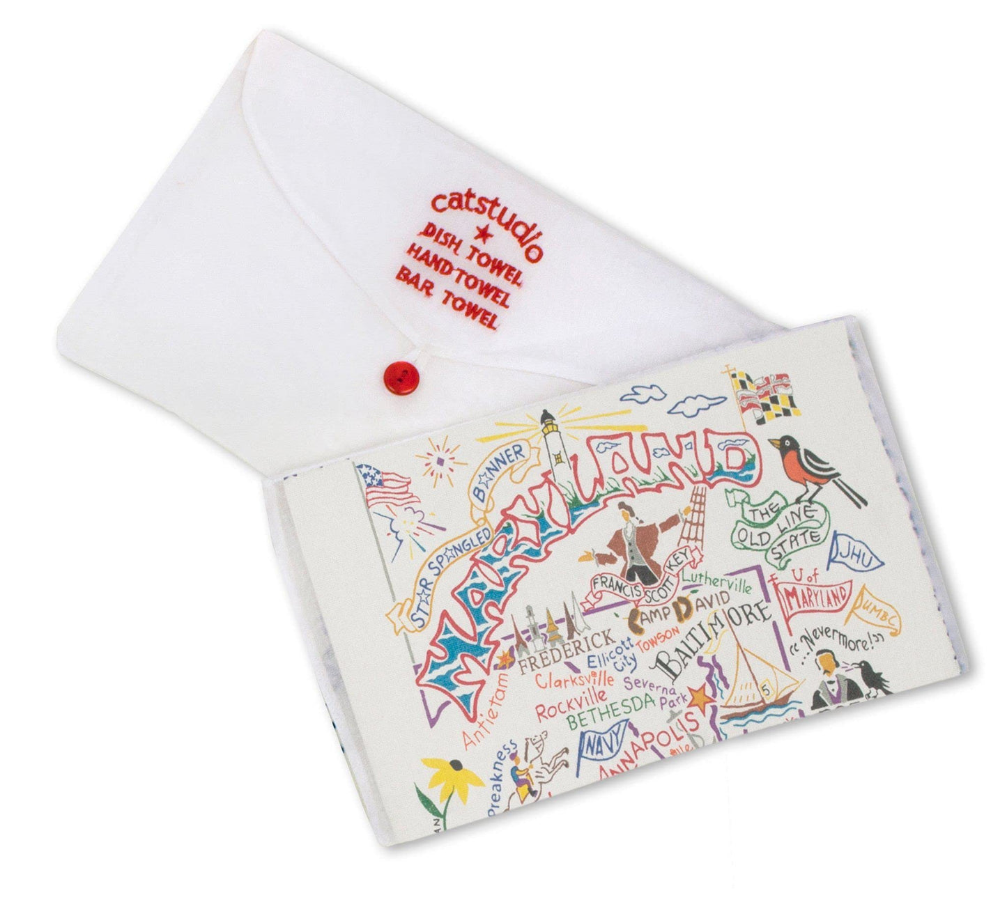 Catstudio Maryland Dish Towel - U.S. State Souvenir Kitchen and Hand Towel, Perfect Tea Towels for Maryland Lovers, Travel Souvenir, Housewarming…