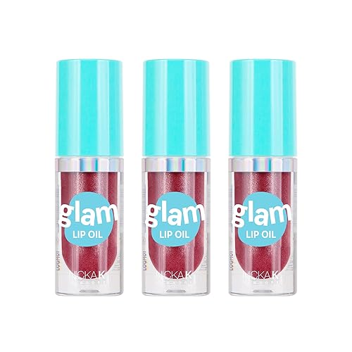 NICKA K NEW YORK Glam Lip Oil, Long Lasting, Tinted Lip Gloss, Nourihes, Hydrates, Jumbo Applicator, Natural Glossy Tint for Ultimate Effect (Sangria