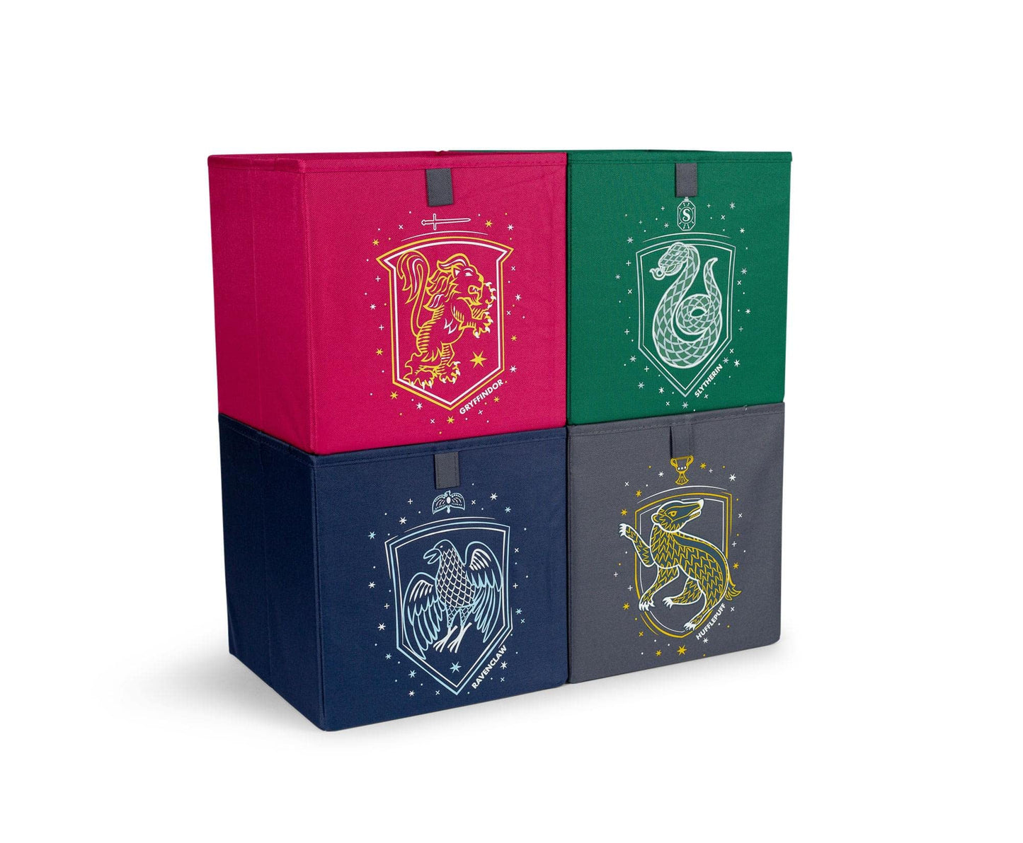 Ukonic Harry Potter Hogwarts Houses 11-Inch Storage Bin Cube Organizers, Set of 4 | Fabric Basket Container, Cubby Cube Closet Organizer | Wizarding…