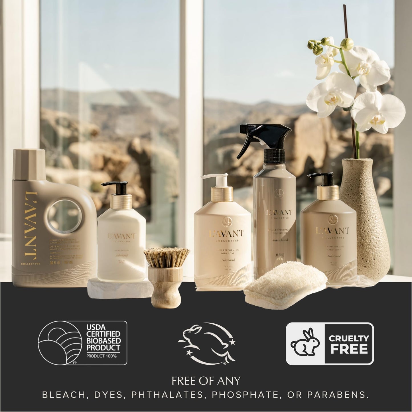 L'AVANT Collective Natural Luxury Hand Soap | Plant-Based, Non-Toxic & Moisturizing, Safe for Kids & Pets, Refillable Glass Bottle with Pump, 16 Fl