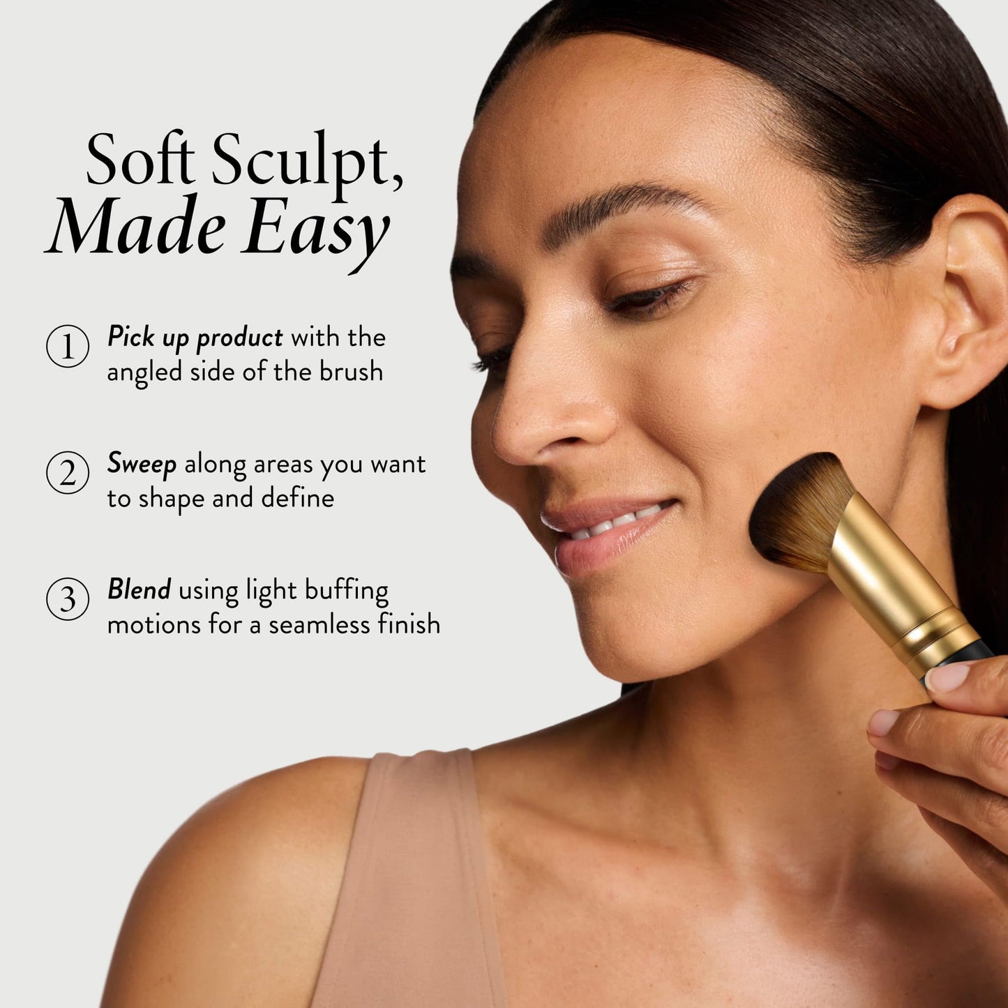 LAURA GELLER NEW YORK Sculpting Face Brush - Angled Makeup Brush for Blending & Contouring - Dense Vegan Bristles - For Cream, Powder & Baked Formulas