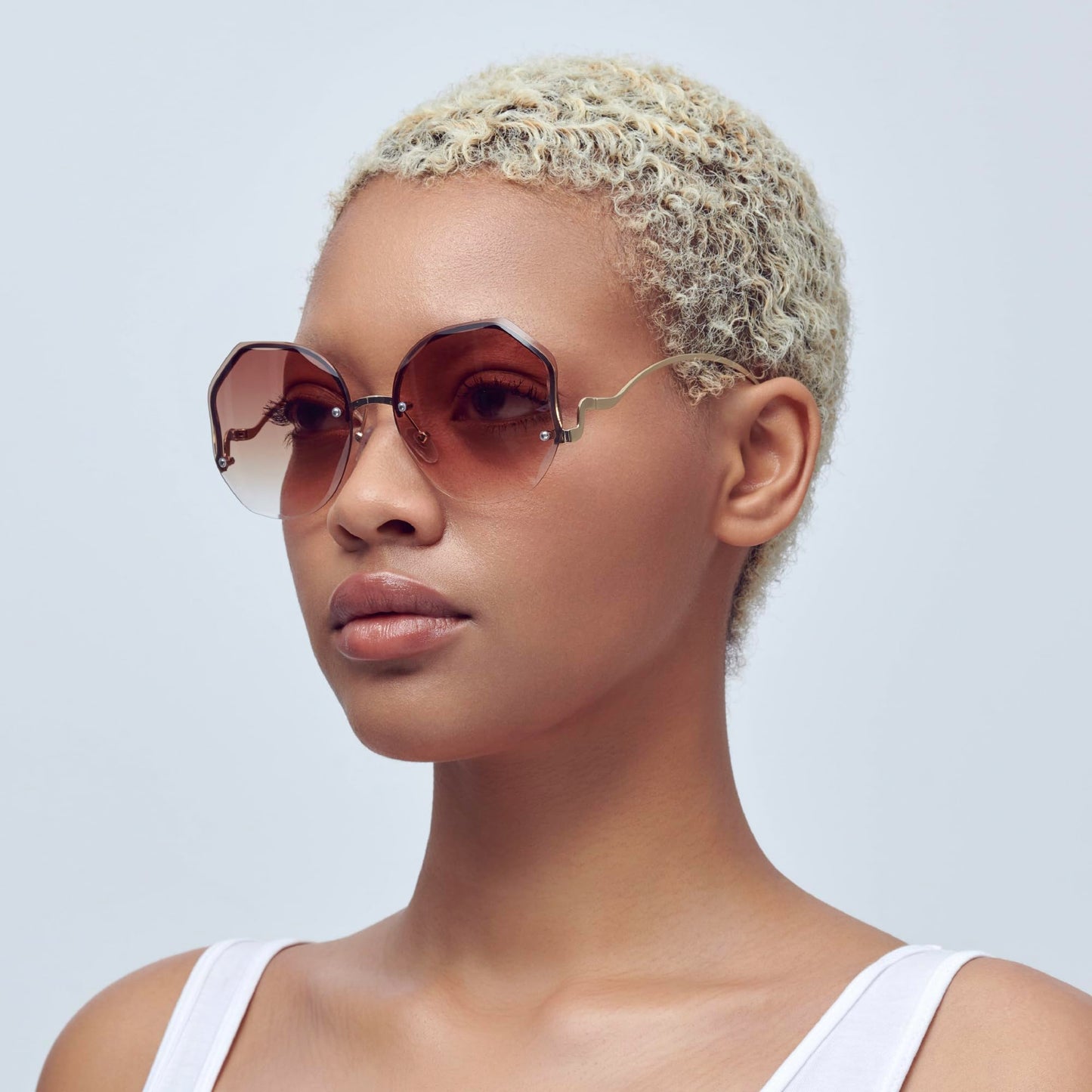 Mad Shade Sunglasses for Men & Women, Luxurious Octagon Gradient Glasses with Gold Frame, Trendy Summer Eyewear with UV400 Protection