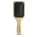 GIOVANNI Rectangular Paddle Hair Brush with Real Bamboo Handle and Base, Beige, Pack of 1
