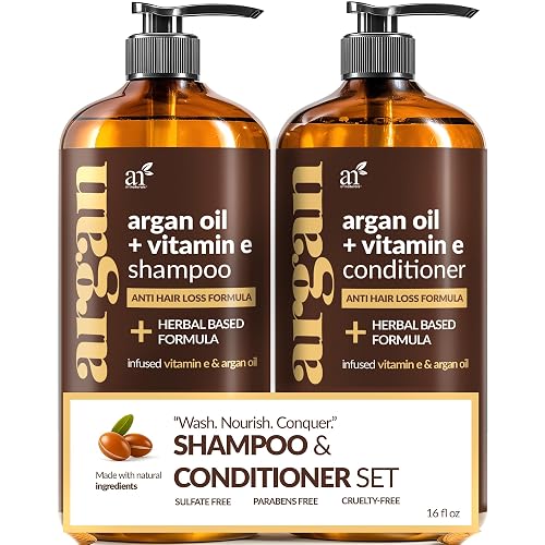 artnaturals Moroccan Argan Oil Hair Loss Shampoo & Conditioner Set - (2 x 16 Fl Oz / 473ml) - Sulfate Free Hair Regrowth for Men & Women
