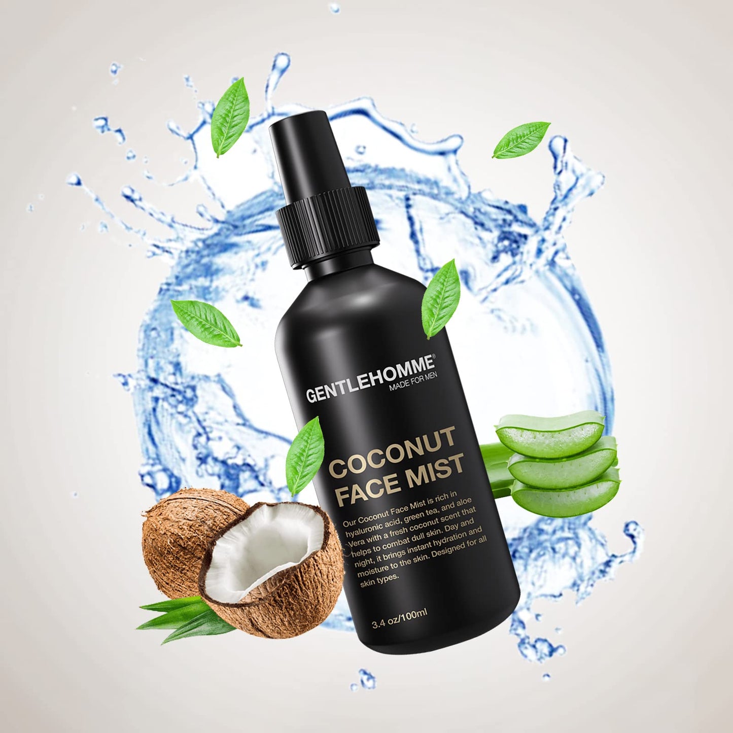 Gentlehomme - Coconut Face Mist - Men’s Facial Spray - with Hyaluronic Acid, Aloe Vera & Green Tea - Refresh, Moisturize & Hydrate - Use Day & Night