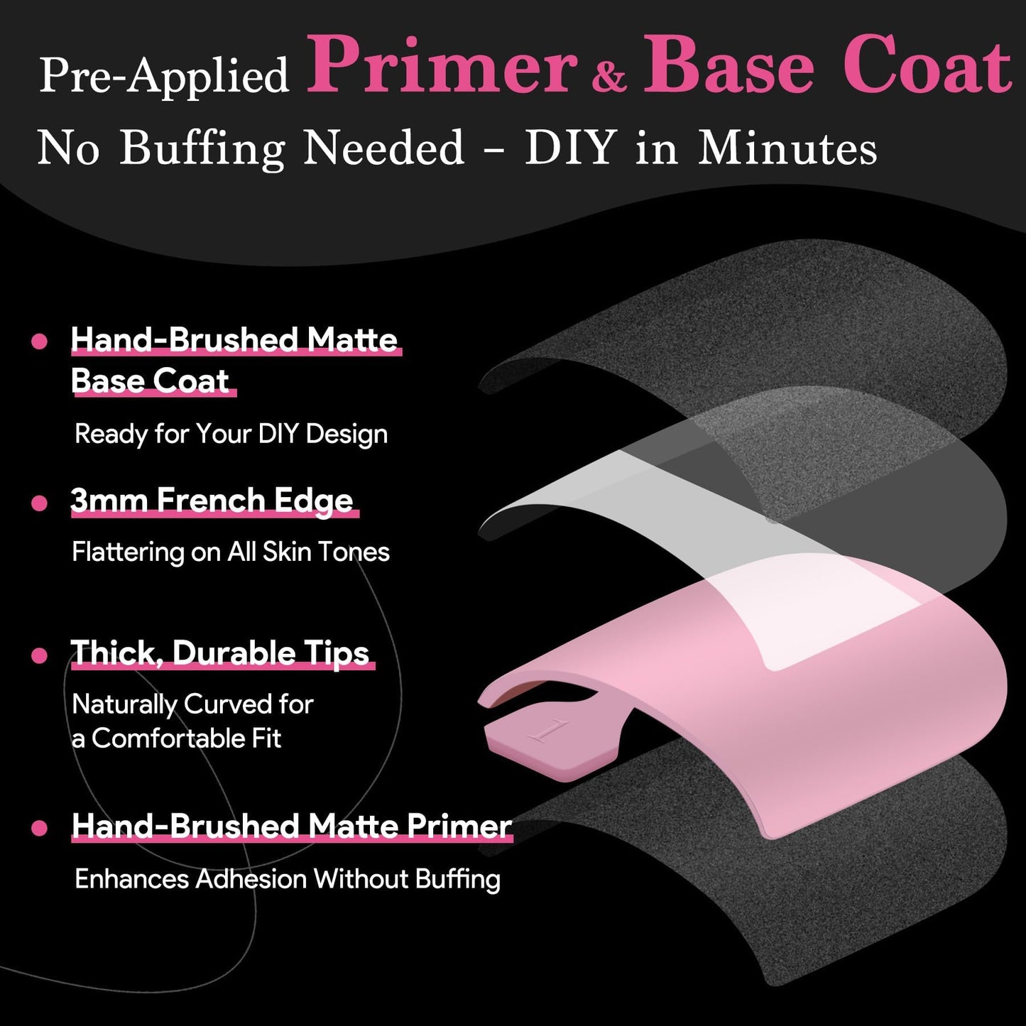 Toe Nails Press On French Tips for Women, 15 Sizes 150 Pcs Sharp Square Pre-applied Primer & Base Coat Toenail Press Ons Baby Pink Full Cover Fake Beauty and Personal Care QIEK