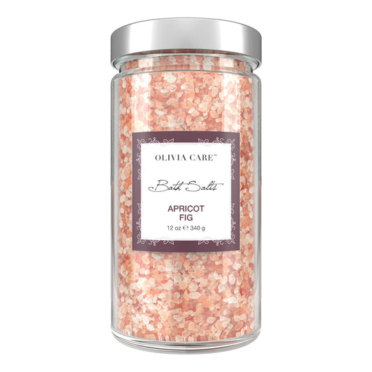 Olivia Care Pink Himalayan Bath Salts with Apricot Fig - Relieves & Relax Muscles. Exfoliate, Heal, Rejuvenate, Cleansing & Soothes Skin - Made Beauty and Personal Care Olivia Care