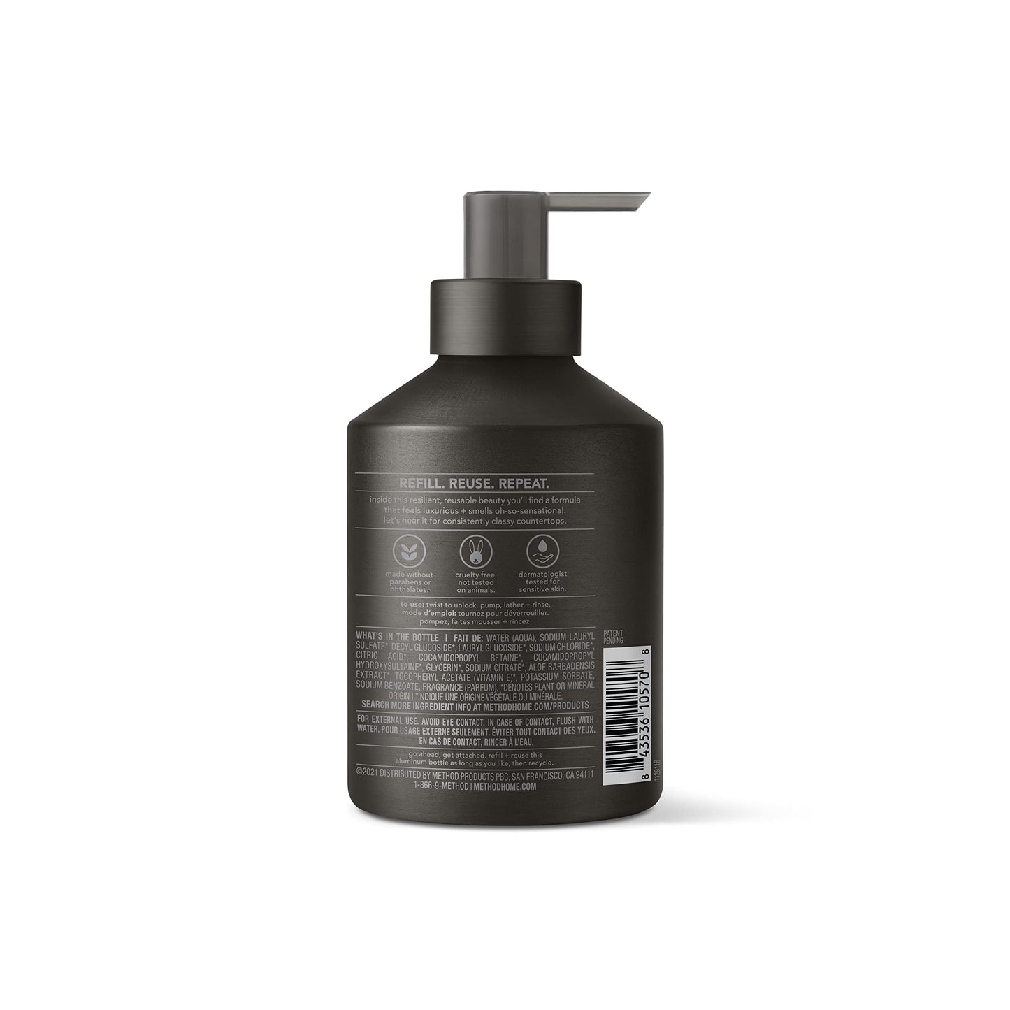 Method Gel Hand Soap, Vetiver + Amber, Reusable Black Aluminum Bottle, 12 oz (Pack of 3) Beauty and Personal Care Method