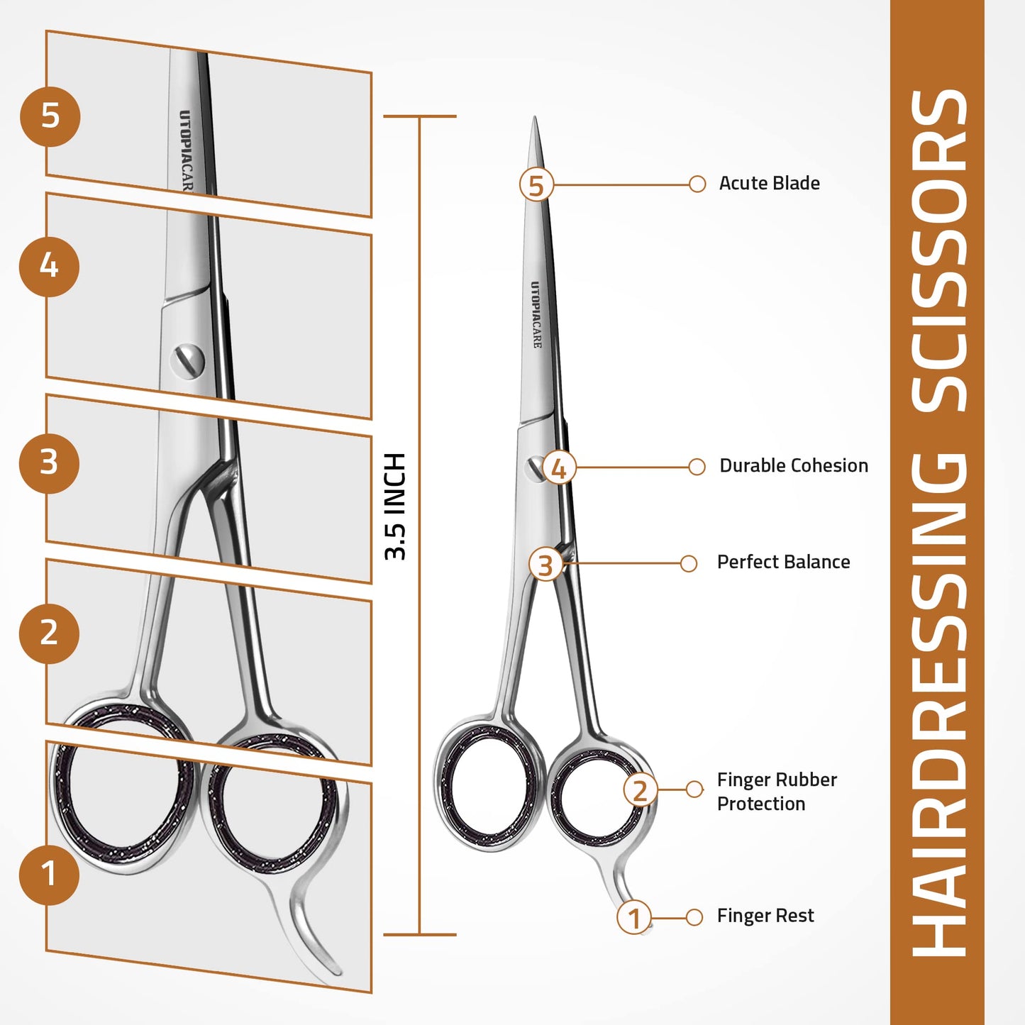 Utopia Care Hair Cutting and Hairdressing Scissors 5.5 Inch, Premium Stainless Steel shears with smooth Razor & Sharp Edge Blades, for Salons Beauty and Personal Care Utopia Care