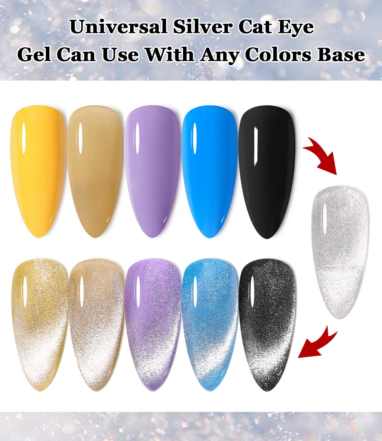 Major Dijit Cat Eye Gel Nail Polish Glitter Holographic Gel Polish with Magnet 15ml 9D Wide Translucent UV Cateye for Nail Art