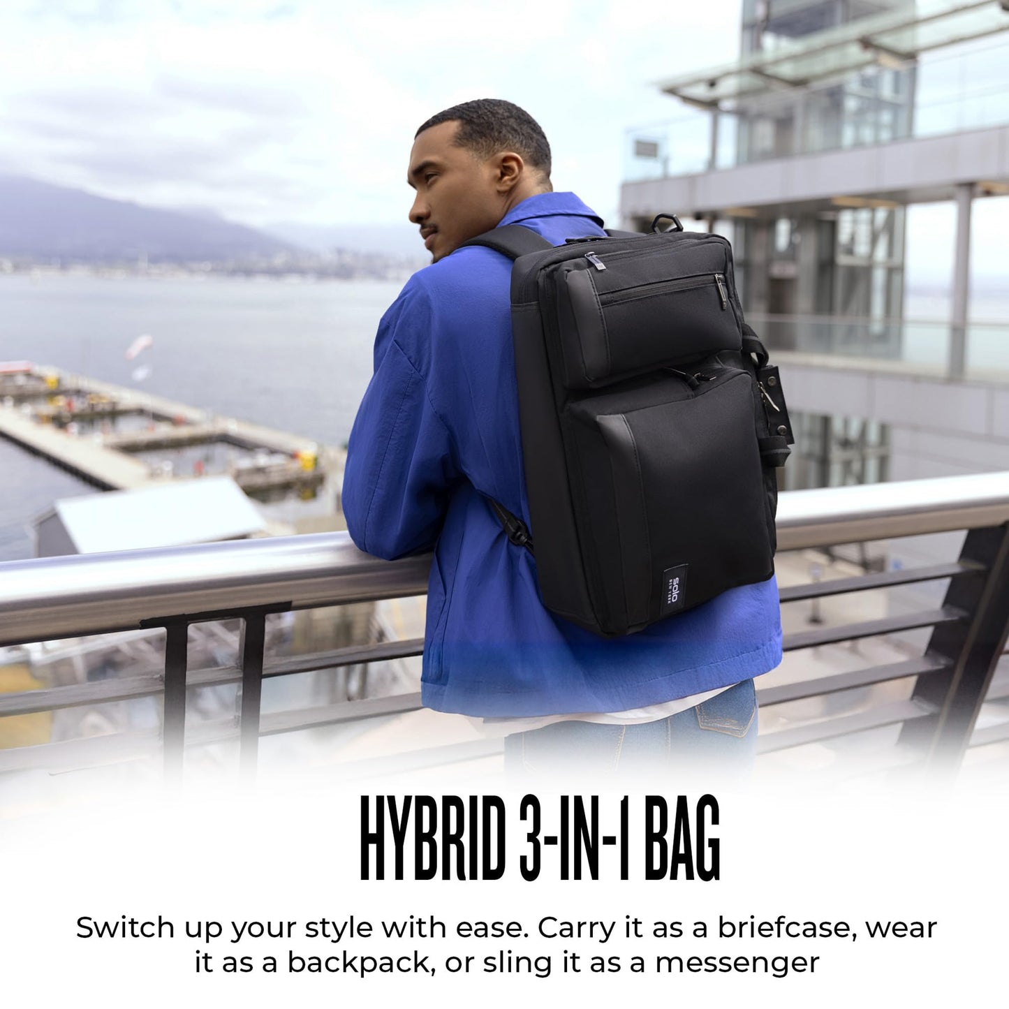 Solo New York Hybrid Briefcase Backpack - Laptop Carrying Bag for Women & Men, Fits 15.6" Computer, Brief for Travel & Work, Internal Tablet Pocket