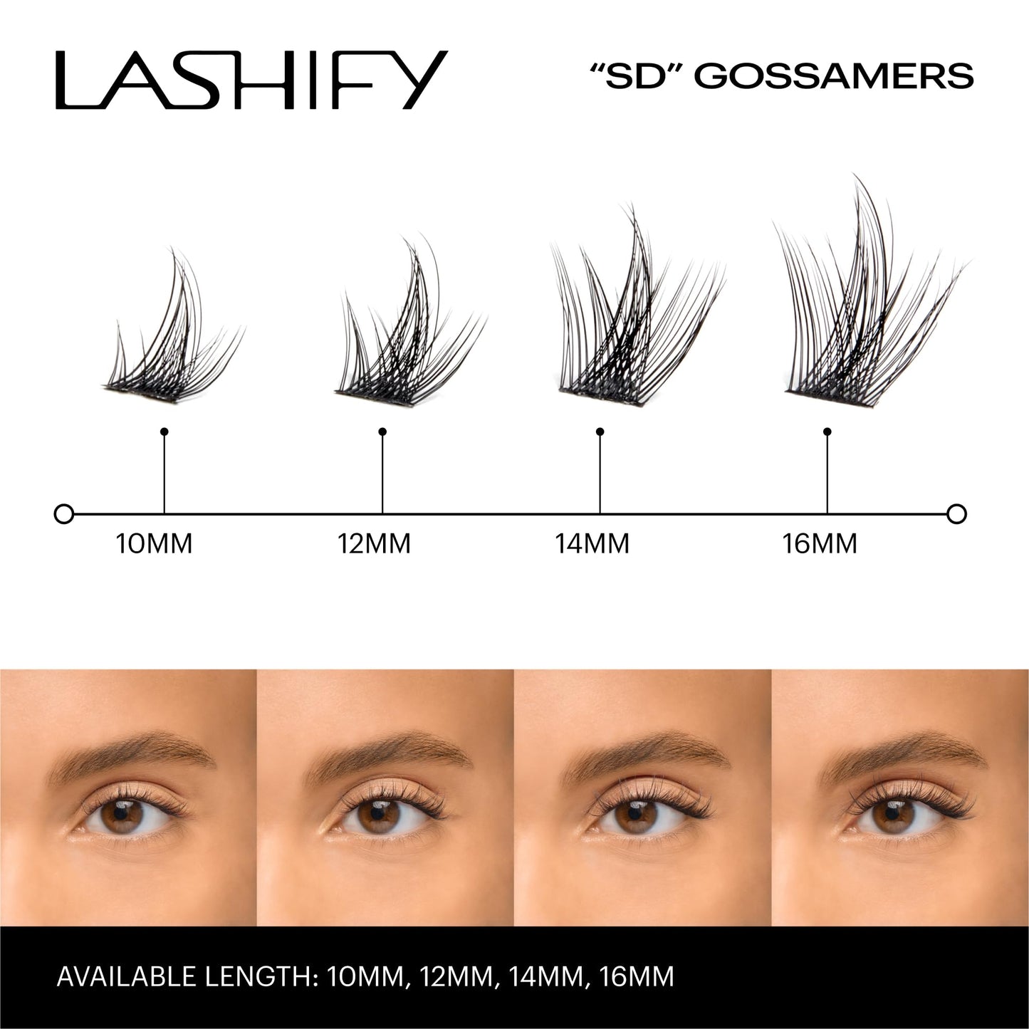 Lashify Stardust 12mm Gossamer DIY Eyelash Extensions Refill, The Multi-Length Multi Layered Lash, Thin Fibers of the Classic "C" Style, Black, Easy