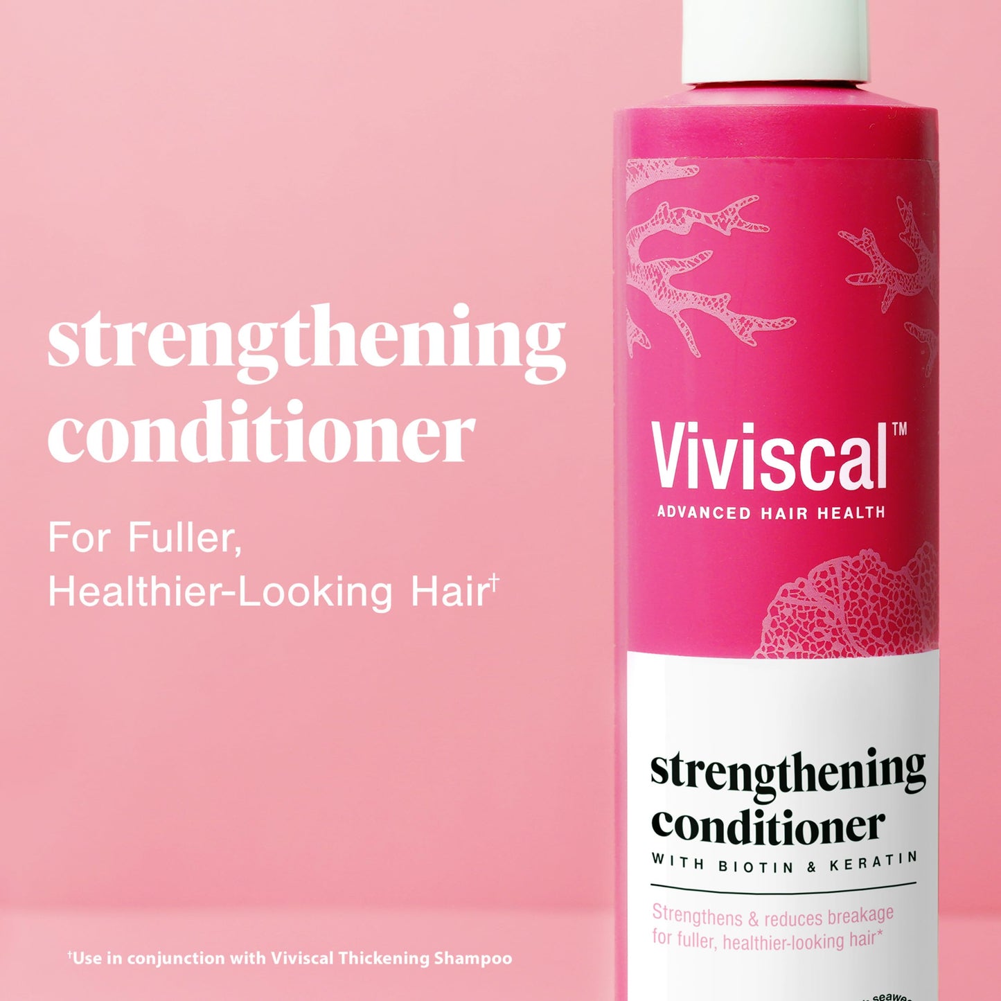 Viviscal Hair Strengthening Conditioner - Strengthens and Reduces Breakage for Fuller, Healthier Hair - With Biotin, Keratin and Marine Extracts
