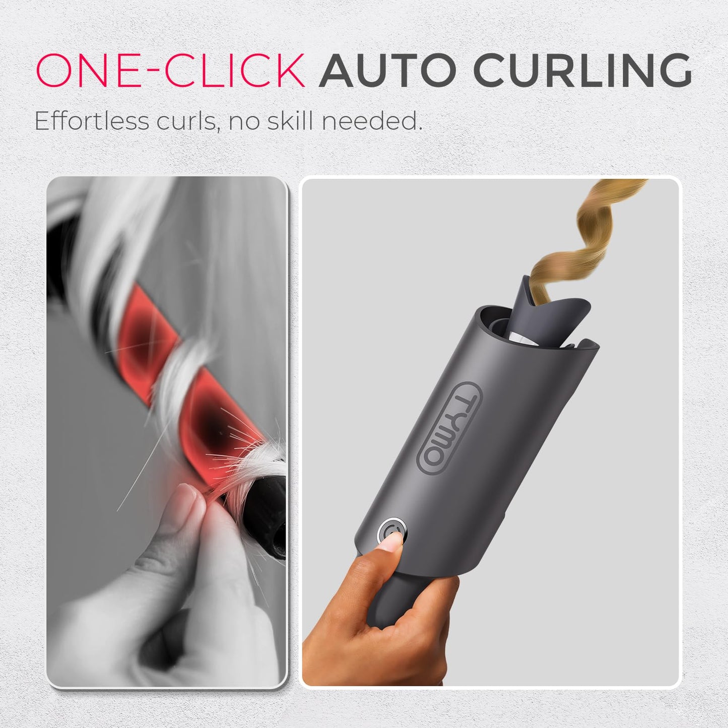 TYMO Automatic Rotating Curling Iron - TYMO CURLPRO Beach Waves Curling Wand, Portable Hair Curler, 500 Million Ionic, Dual Voltage & Lightweight Beauty and Personal Care TYMO