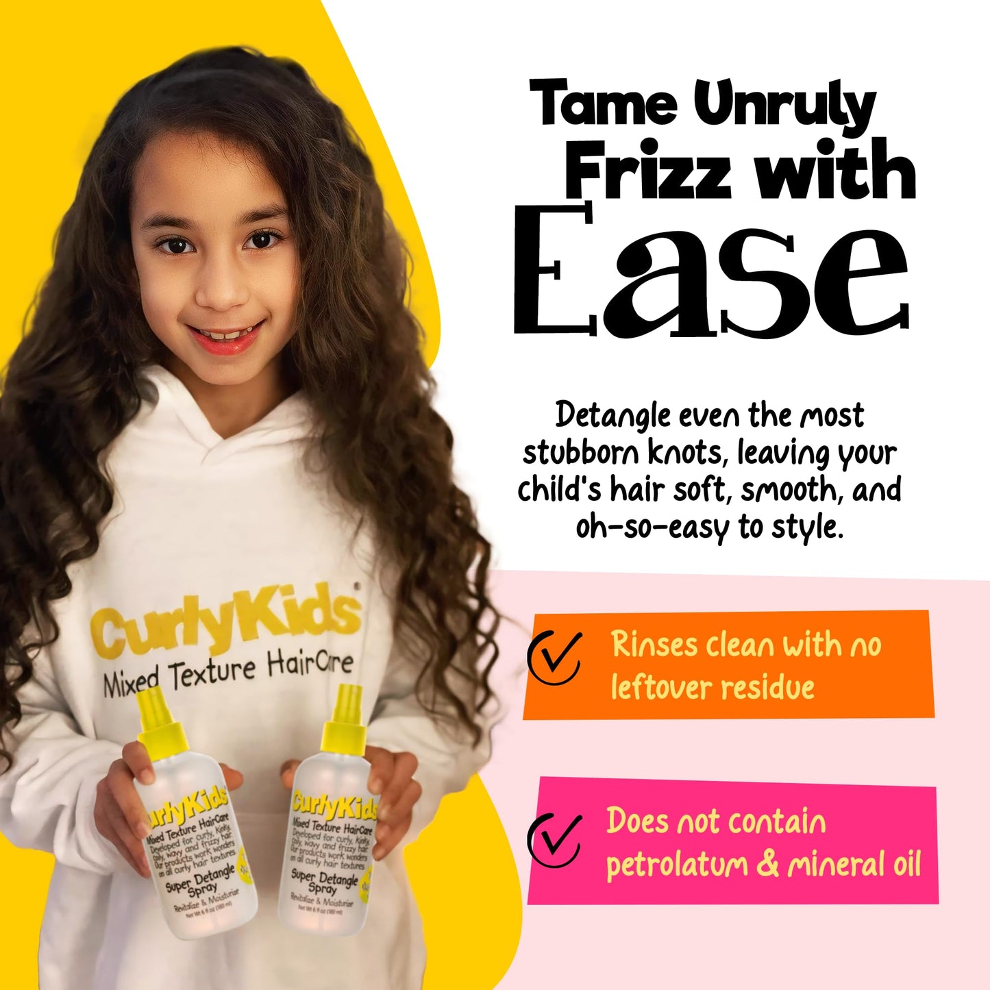 CurlyKids Bundle with Hair Detangler, Kids Shampoo, and Conditioner for Curly, Frizzy & Wavy Hair | Sulfate & Paraben-Free Formula
