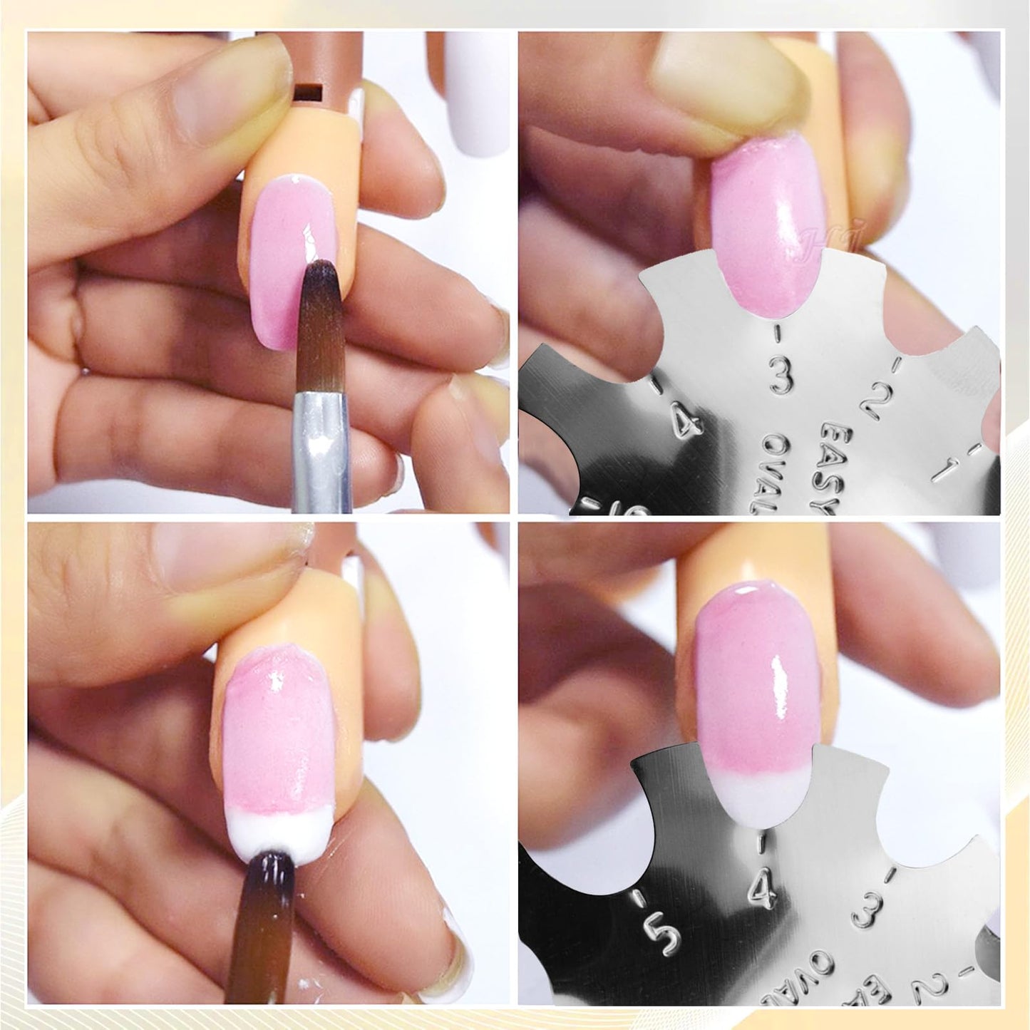 Oval Easy French Smile Line Nail Art Manicure Edge Trimmer Nail Cutter Acrylic Tool with 9 Sizes, HJ-NAT185-FS03