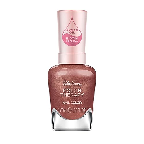 Sally Hansen Color Therapy Nail Polish | Biotin, Argan Oil, Long Lasting, Healthy Nails, Nail Strengthener, Opaque | 196 Raisin the Bar | Chestnut