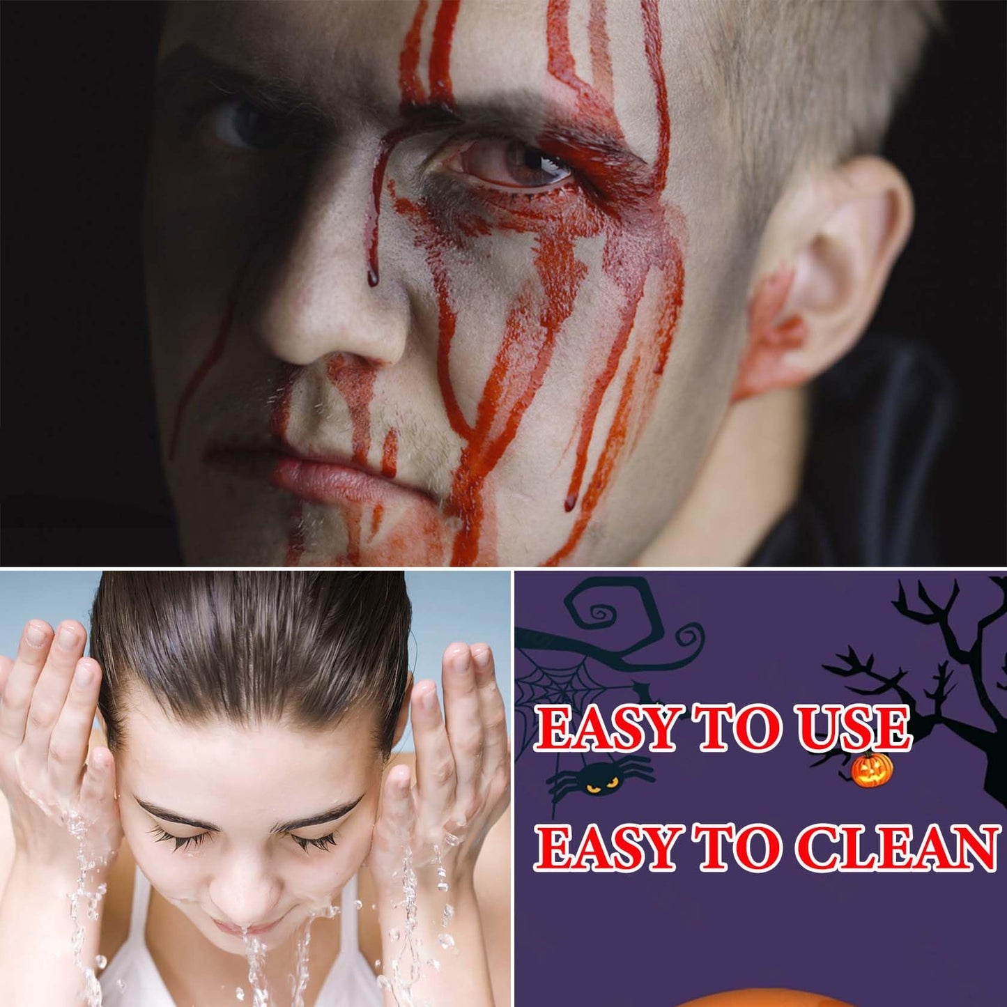 Fusang 2 PCS Fake Blood Spray,Halloween Fake Blood Washable Realistic Special Effects Zombie Vampire Costume Makeup & Dress Up,SFX Makeup Fake Liquid