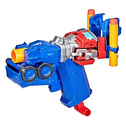 Transformers Toys Rise of The Beasts Movie 2-in-1 Optimus Prime Blaster Powered by Nerf for Ages 6 and Up, 7-inch