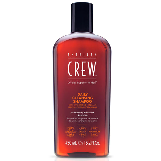 American Crew Shampoo for Men, Daily Cleanser, Naturally Derived, Vegan Formula, Hair Care Gift for Him, Citrus Mint Fragrance, 15.2 fl oz