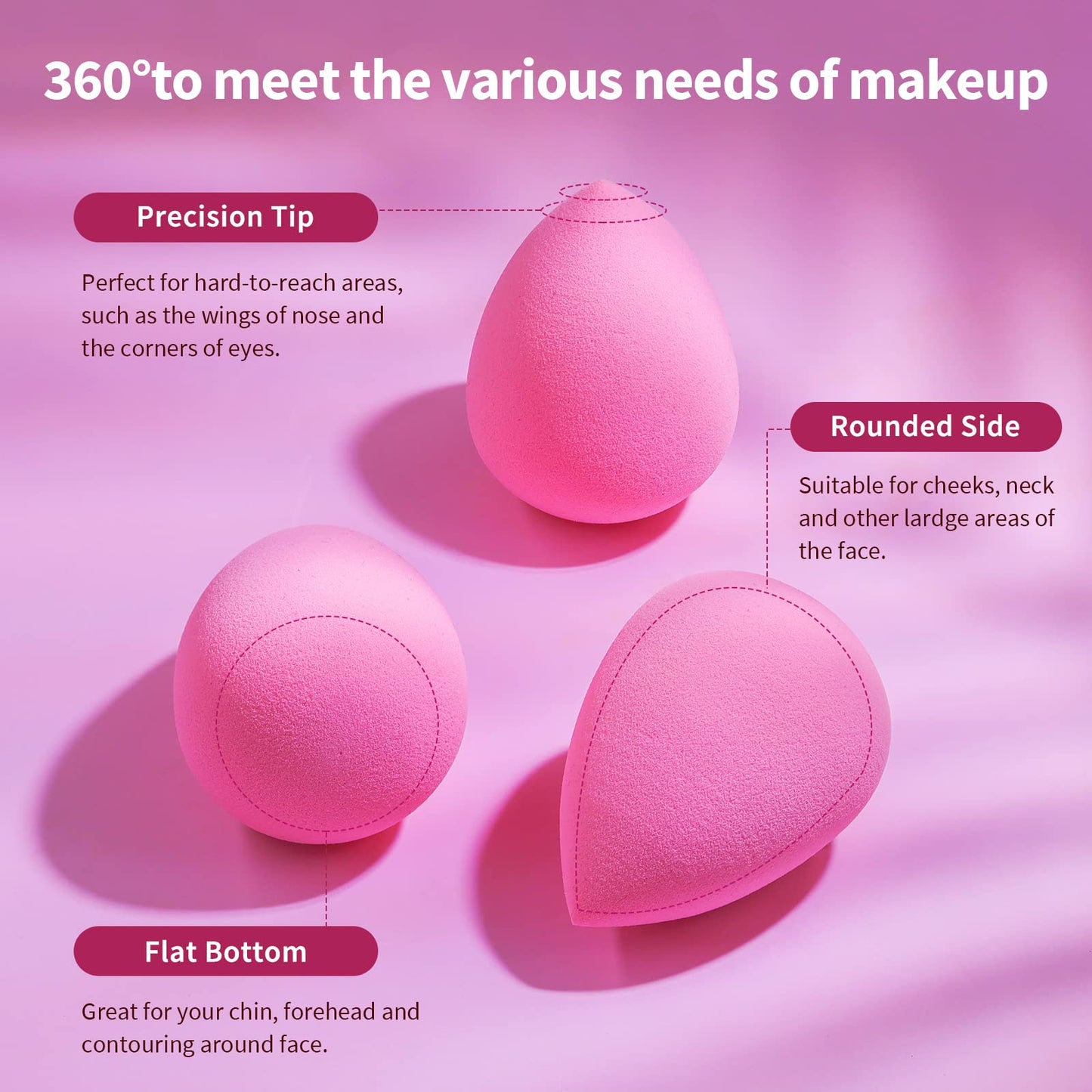 BEAKEY Makeup Sponge Set for Blending, Pink Soft Beauty Sponges Beauty and Personal Care BEAKEY